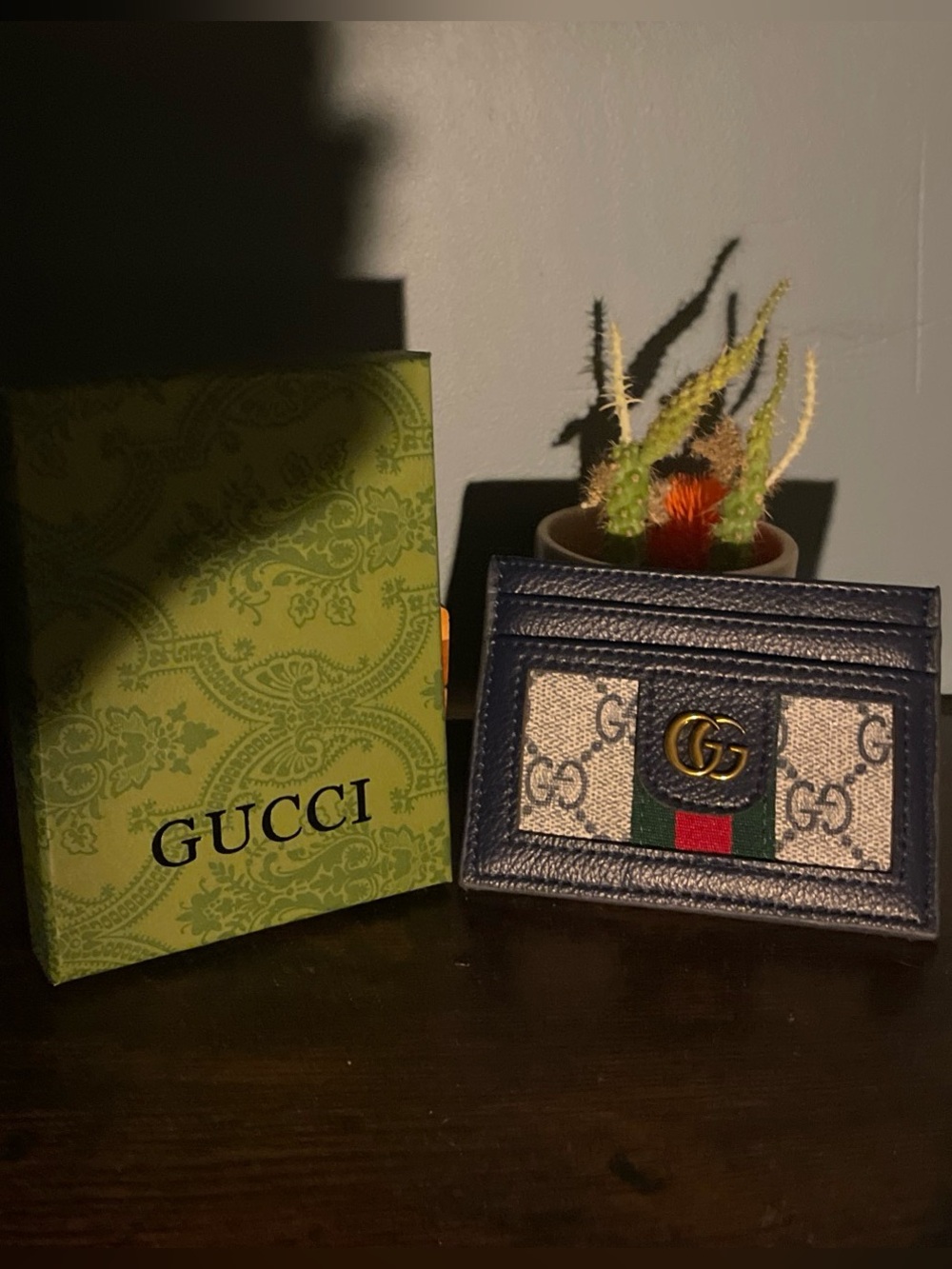 Navy blue Gucci card holder